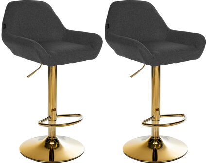 2-delige set barkrukken Braga Goud Stof, Zwart