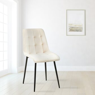 Eetkamerstoel Goffird Fluweel, Creme