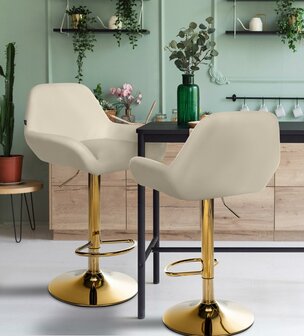 Barstoel Braga Goud Kunstleer, Creme