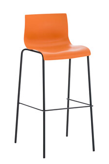 2-delige set barkrukken Heovor kunststof 4-poot frame zwart, Oranje