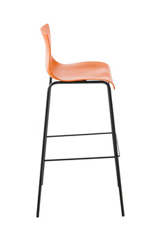2-delige set barkrukken Heovor kunststof 4-poot frame zwart, Oranje