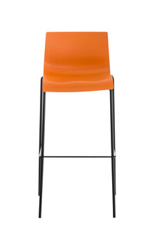 2-delige set barkrukken Heovor kunststof 4-poot frame zwart, Oranje