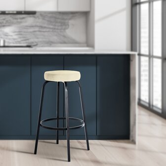 Barkruk Kimara Fluweel, Creme