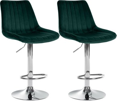 2-delige set barkruk Tino fluweel chroom, Groen