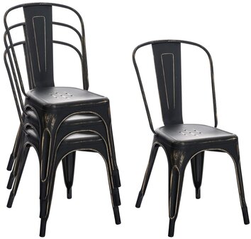 4-delige set stoelen Binedekt antiek, Zwart