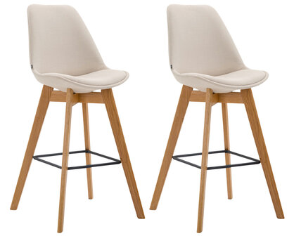 2-delige set barkrukken Mitz stof natuur, Creme