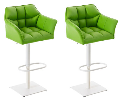 2-delige set barkrukken Domasa kunstleer wit, Groen