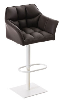 2-delige set barkruk Domasa kunstleer wit, Bruin