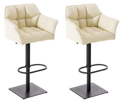 2-delige set barkruk Domasa kunstleer zwart, Creme