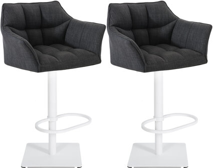 2-delige set barkruk Domasa stof wit, Grijs