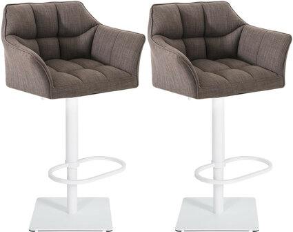 2-delige set barkruk Domasa stof wit, Grijs