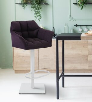 2-delige set barkruk Domasa stof wit, Paars