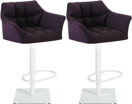 2-delige set barkruk Domasa stof wit, Paars