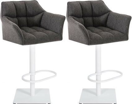 2-delige set barkruk Domasa stof wit, Grijs
