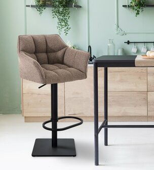 2-delige set barkruk Domasa stof zwart, Bruin