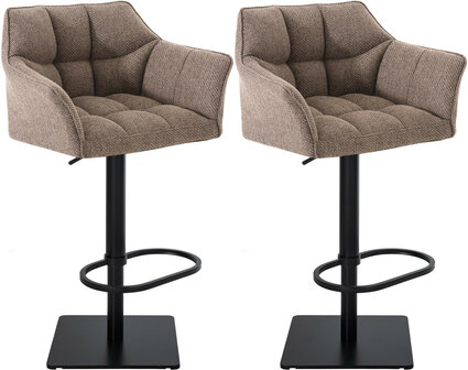 2-delige set barkruk Domasa stof zwart, Bruin