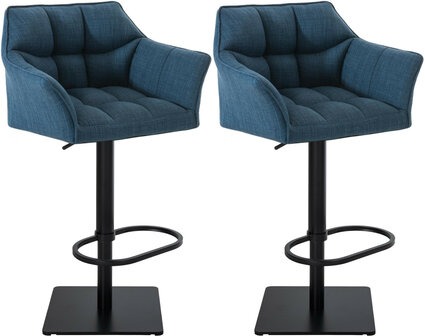 2-delige set barkruk Domasa stof zwart, Blauw