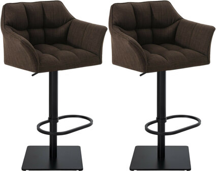 2-delige set barkruk Domasa stof zwart, Bruin
