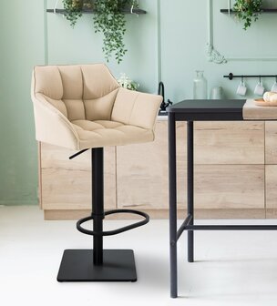 2-delige set barkruk Domasa stof zwart, Creme