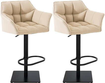 2-delige set barkruk Domasa stof zwart, Creme