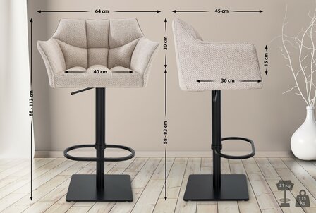 2-delige set barkruk Domasa stof zwart, 