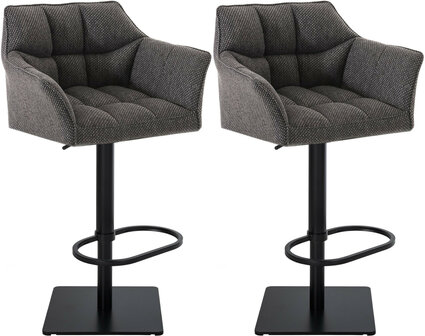 2-delige set barkruk Domasa stof zwart, Grijs