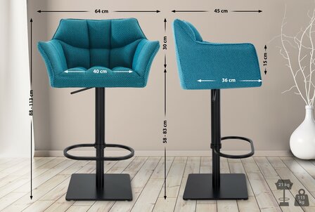 2-delige set barkruk Domasa stof zwart, 