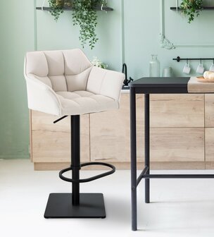 2-delige set barkruk Domasa stof zwart, Wit