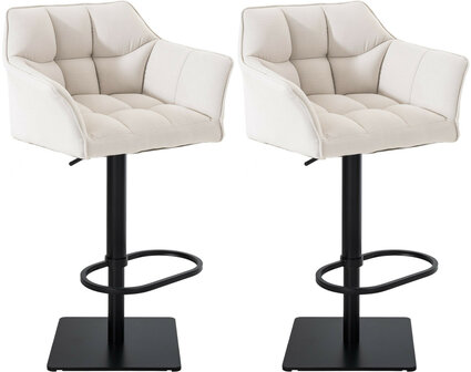 2-delige set barkruk Domasa stof zwart, Wit