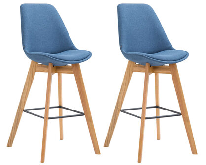 2-delige set barkrukken Mitz stof natuur, Blauw