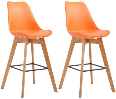2-delige set barkrukken Mitz kunststof natuur, Oranje