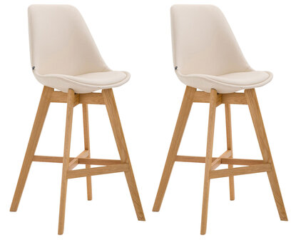 Set van 2 barkrukken Cennas kunstleer naturel, Creme