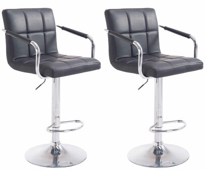 2-delige set barkrukken Leca V2 chroom, Zwart