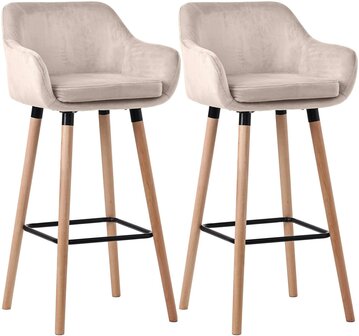 2-delige set barkruk Grint fluweel, Creme
