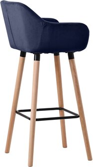 2-delige set barkruk Grint fluweel, Blauw