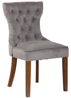 4-delige set eetkamerstoelen Frinci fluweel antiek-licht, Grijs