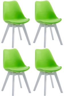 4-delige set bezoekersstoelen Birnii V2 Wit Kunstleer, Groen