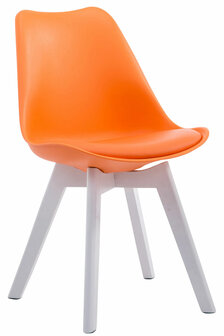 4-delige set bezoekersstoelen Birnii V2 Wit Kunstleer, Oranje