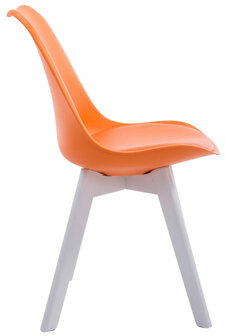 4-delige set bezoekersstoelen Birnii V2 Wit Kunstleer, Oranje