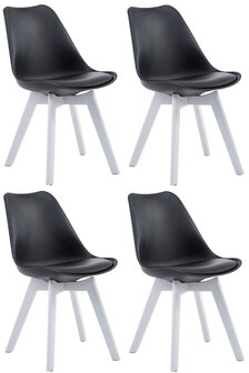 4-delige set bezoekersstoelen Birnii V2 Wit Kunstleer, Zwart