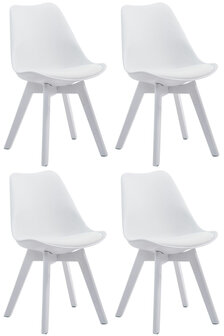 4-delige set bezoekersstoelen Birnii V2 Wit Kunstleer, Wit