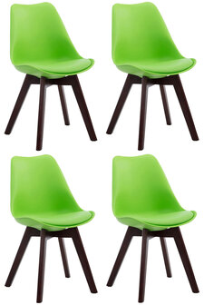 4-delige set bezoekersstoelen Birnii V2 Walnoot kunstleer, Groen