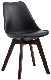 4-delige set bezoekersstoelen Birnii V2 Walnoot kunstleer, Zwart