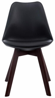 4-delige set bezoekersstoelen Birnii V2 Walnoot kunstleer, Zwart