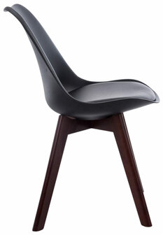4-delige set bezoekersstoelen Birnii V2 Walnoot kunstleer, Zwart
