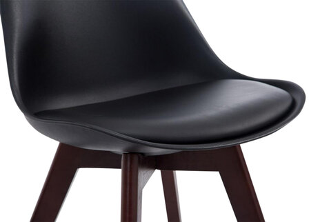 4-delige set bezoekersstoelen Birnii V2 Walnoot kunstleer, Zwart