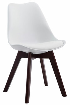 4-delige set bezoekersstoelen Birnii V2 Walnoot kunstleer, Wit