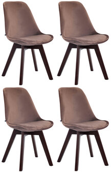 4-delige set bezoekersstoelen Birnii V2 fluweel walnoot, Bruin