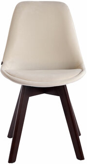4-delige set bezoekersstoelen Birnii V2 fluweel walnoot, Creme