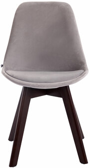4-delige set bezoekersstoelen Birnii V2 fluweel walnoot, Grijs